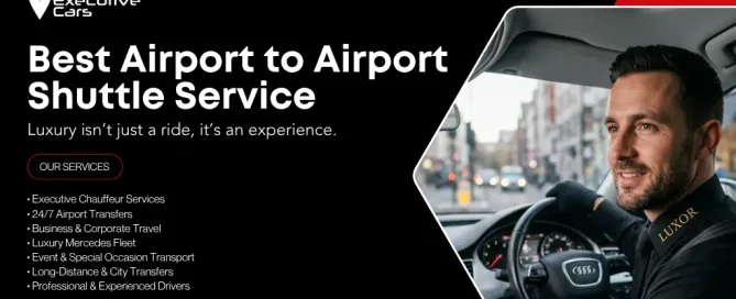 Airport to Airport Shuttle Service showing executive car for airport transfer