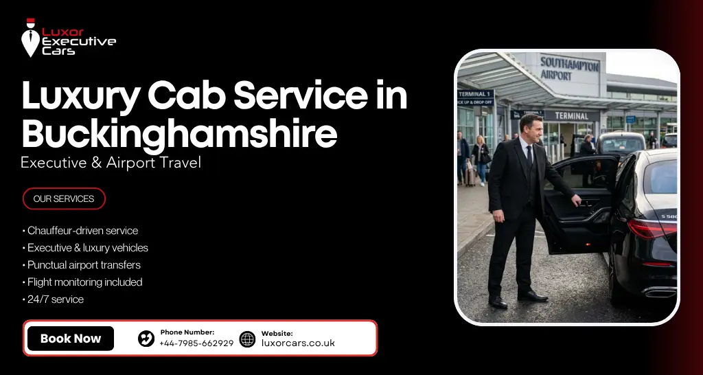 Luxury Cab Service Buckinghamshire with executive chauffeur-driven taxi for airport transfers and premium business travel.