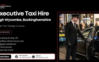 Executive taxi hire service with luxury chauffeur-driven vehicle